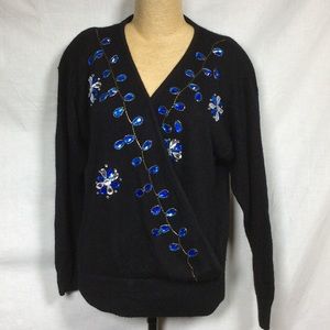 Cristina’s Women’s Black Bling Criss Cross Sweater